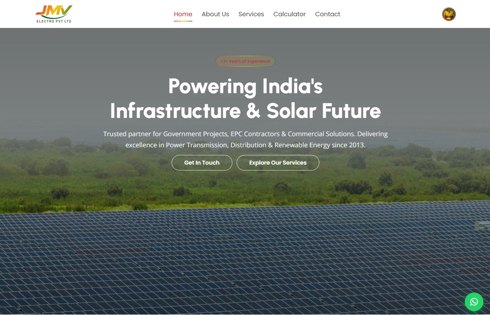 JMV Electro website portfolio screenshot — Fruxinfo
