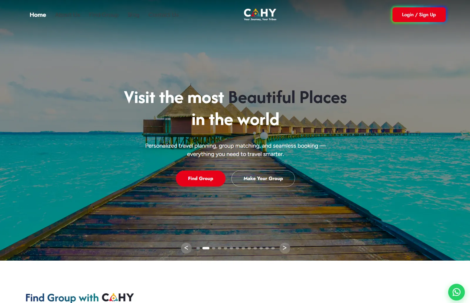 COHY travel platform portfolio screenshot — Fruxinfo